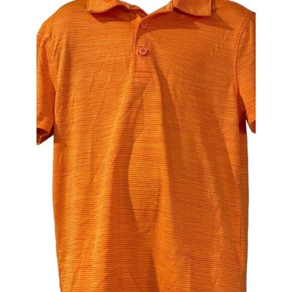 All in Motion Everyday Wear Activewear Collar Golf Stripped Orange Polo Shirt - Picture 3 of 7